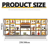 Upgrade Metal Wine Rack Wall Mounted With LED Light Modern,Bar Floating Wall Shelves Iron,Large Wall Mounted Wine Rack Metal For Bar Counter,Floating Shelf,Bar Shelves For Liquor Bottles For Kitchen(G LIHDNGXM