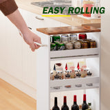 TEAMIX 4 Tier White Slim Storage Cart with Handle, 7.9''W Slide Out Storage Rolling Utility Cart Mobile Shelving Unit Organizer Trolley for Small Spaces Kitchen Laundry Narrow Places TEAMIX