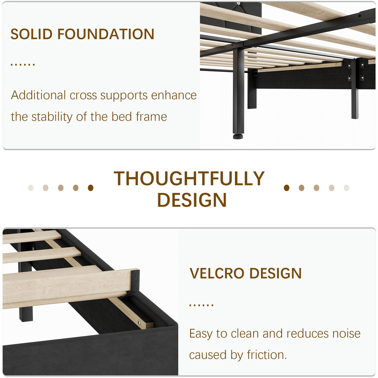 VECELO Queen Size Bed Frame, Upholstered Platform with Adjustable Diamond Tufted Headboard, Wood Slat Support, No Box Spring Needed, Velvet & Black VECELO