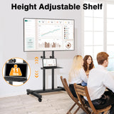 TAVR Furniture Mobile TV Stand Rolling TV Cart Floor Stand with Mount on Lockable Wheels Height Adjustable for 32-83 Inch TV Stand Flat Screen or Curved TVs Monitors Display Trolley Loading 110 lbs TAVR Furniture