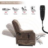 FUNECORP Power Lift Recliner Chair Recliners for Elderly,Lay Flat Velvet Tufted Recliner with Heat and Massage,Dual Motor Lounge Recliners for Living Room FUNECORP