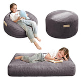 MAXYOYO Bean Bag Chair Bed for Kids, Convertible Bean Bag Folds from Lazy Chair to Floor Mattress Bed, Stuffed Floor Sofa Couch for Boys and Girls, High-Density Foam Filling, Dark Grey MAXYOYO