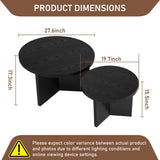 QuicMiou Round Nesting Coffee Table Set of 2, Modern Stacking Table with Wood Grain Finish, End Table Side Tables for Living Room (Black) QuicMiou