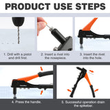 ValueMax 4-in-1 Hand Riveter/Rivet Gun, Pop Rivet Tool Kit with 200 Rivets - 3/32-inch, 1/8-inch, 5/32-inch, 3/16-inch, 4 Interchangeable Nosepieces, Suitable for Metal ValueMax