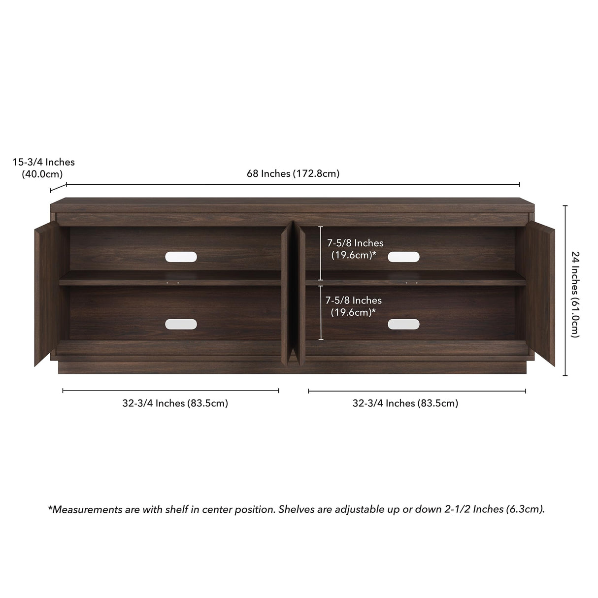 Henn&Hart Presque TV Stand, 68" Wide, Brown Henn&Hart