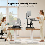 HUANUO Standing Desk Converter, 32” Sit to Stand Desk with Keyboard Tray, Height Adjustable Stand Up Desk Riser for Home Office, Dual Monitor and Laptop Workstation, Black HUANUO