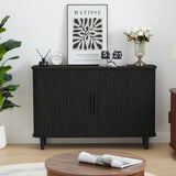 NVETHM Sideboard Buffet Cabinet, Storage Cabinet with Sliding Doors and Handles, Modern Wooden Sideboard Cabinet for Living Room, Dining Room, Kitchen and Entryway (Black) NVETHM