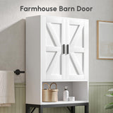 USHOWER Over The Toilet Storage Cabinet, Bathroom Organizers and Storage with Barn Doors, Thicken Metal Stand & MDF Wood Above Toilet Storage Cabinet, Freestanding Space Saver, White USHOWER