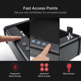 awesafe Gun Safe, Updated Biometric Gun Safe for Pistols, Quick Access Pistol Safe Fingerprint Handgun Safe with Keys and Keypad, Beside Gun Lock Box for Home (Biometric Fingerprint Lock) awesafe