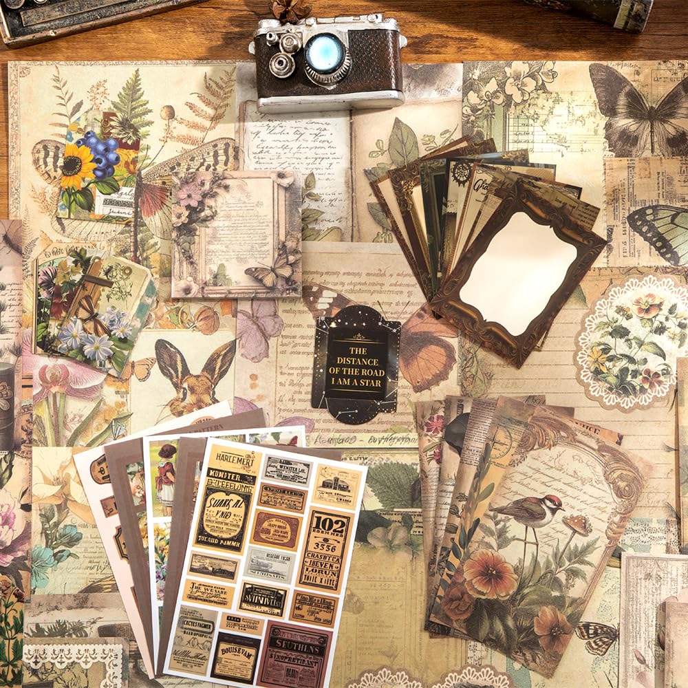 icceemee Scrapbooking Supplies Kit,Green Garden Scrapbooking Kit for Bullet Junk Journaling, Stationery, A6 Grid Notebook, Floral DIY Note-Taking Supplies, Birthday Craft Gift for Teen Girls icceemee