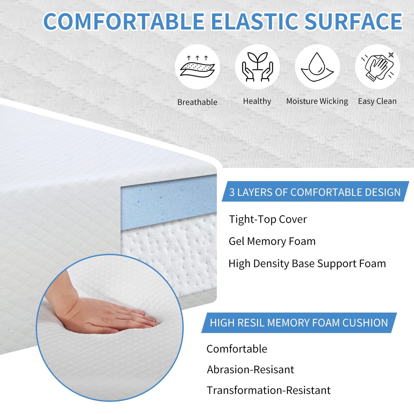 CL.HPAHKL Gel Memory Foam Mattress 14 inch Full Size Mattress with Removable Soft Cover Medium Firm Mattresses CertiPUR-US Certified/Bed-in-a-Box for Cool Sleep Relieving Pressure Relief