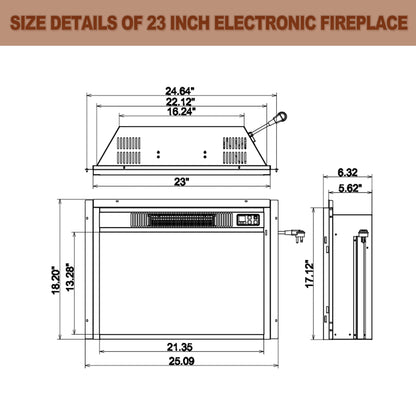 44" LED Electric Fireplace with Mantel, Fireplace TV Stand with 3-Dimensional Molding, White&Brown Entertainment Center with 23" Red Brick Fireplace Insert for Bedroom,Living Room