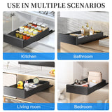 Pull Out Cabinet Organizer Fixed With Adhesive Nano Film,Heavy Duty Storage and Organization Slide Out Pantry Shelves Sliding Drawer Pantry Shelf for Kitchen,Living Room11.8"W x16.9"D x 3.1"H(1PC) Kitstorack
