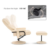 MCombo Recliner with Ottoman, Reclining Chair with Massage, 360 Swivel Living Room Chair Faux Leather, 4901 (Cream White) MCombo