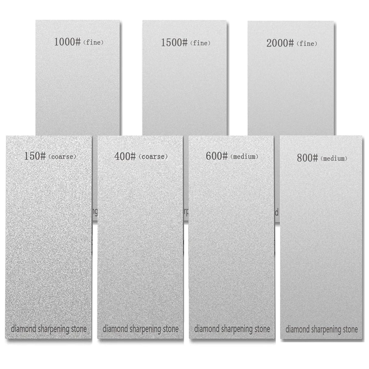 Diamond Sharpening Stone Set,Diamond Lapping Plate Coarse/Medium/Fine Grit Sharpener, Honing Whetstone for Kitchen, Sharpening Dull (150+400+600+800+1000+1500+2000) SUWAJUME