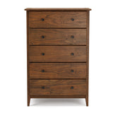 Grain Wood Furniture Greenport 5-Drawer Chest, Solid Wood with Brushed Walnut Finish Grain Wood Furniture