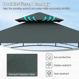 Tangkula 8x5 Ft Grill Gazebo, 2-Tier Barbecue Gazebo with 2 Shelves, 7 Hooks, Metal Frame, Outdoor Grill Canopy for Backyard Garden Poolside (Grey) Tangkula