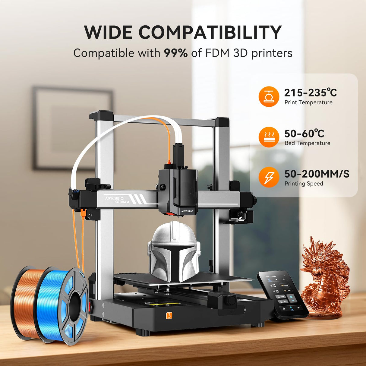 TECBEARS Silk Filament 1.75, Shiny Silk PLA Filament, 3D Printer Filament with Smooth Silky Surface, 250G Spool, 8 Rolls, Gold+Silver+Purple+Green+Blue+Pink+Orange+Red Copper TECBEARS