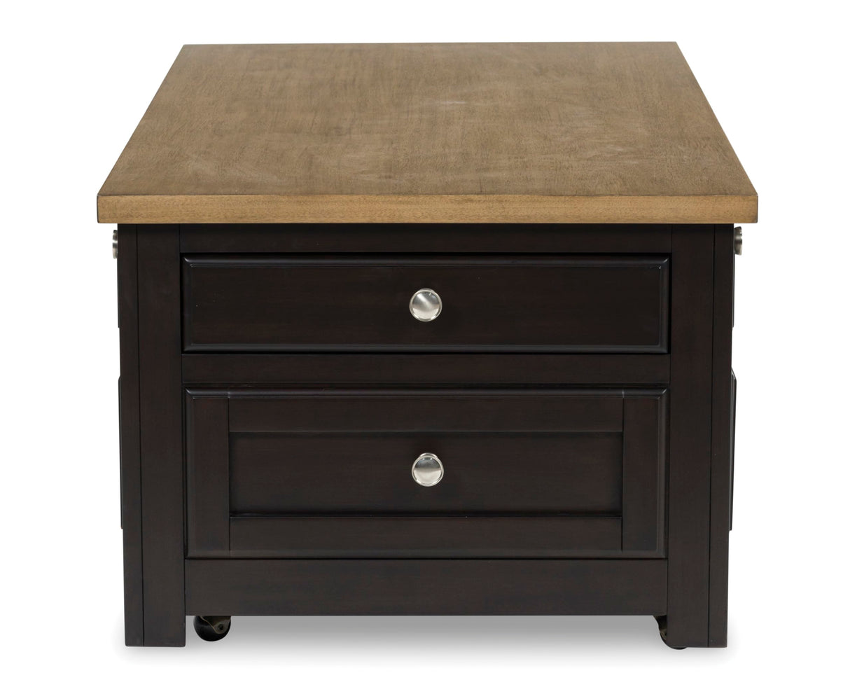 Signature Design by Ashley Drazmine Casual Lift-Top Coffee Table with 4 Drawers and Casters, Dark Brown & Light Brown Signature Design by Ashley