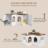 Corner Litter Box Enclosure for 2 Cats, Hidden Litter Box Furniture, Litter Box Cabinet with Double Room, Indoor Cat House End Table, 31.5 x 17.7 x 19.7 in, White JanflyHome