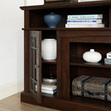 SUNLIFER 58" Farmhouse Entertainment Center: Espresso Wood TV Stand for 60 Inch TV | Rustic Tall TV Console for Living Room with Storage Cabinet and Adjustable Shelves SUNLIFER