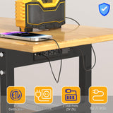 Pelnuies Workbench, 60" Adjustable Height Work Table with Power Outlet, Drawer and Wheels, 2000 LBS Load Capacity Hardwood Work Bench for Garage, Workshop, Home, Office (60" X 24") Pelnuies