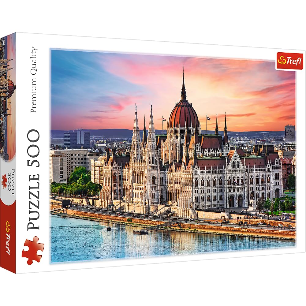 Trefl Parliament, Budapest, Hungary 500 Piece Jigsaw Puzzle Red 19"x13" Print, DIY Puzzle, Creative Fun, Classic Puzzle for Adults and Children from 12 Years Old Trefl