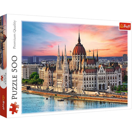 Trefl Parliament, Budapest, Hungary 500 Piece Jigsaw Puzzle Red 19"x13" Print, DIY Puzzle, Creative Fun, Classic Puzzle for Adults and Children from 12 Years Old Trefl