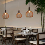 YNDD Wood Pendant Light, E26 Base Hanging Lamp Indoor, Natural Wooden Hand Made Chandelier, Boho Height Adjustable Dining Table Hanging Lamp for Hotel Bar Café Kitchen Island Hallway Entryway YNDD
