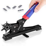 WORKPRO Desktop Leather Hole Punch Set, Rotary Belt Hole Puncher for Leather, 6 Punch Sizes, Heavy Duty Leather Hole Punch Tool for Leather Belts, Dog Collars, Watch Band, Saddles, Shoes, Home DIY WORKPRO