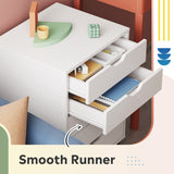 DEVAISE 5-Drawer Chest, Wood Storage file Cabinet with Wheels, White DEVAISE