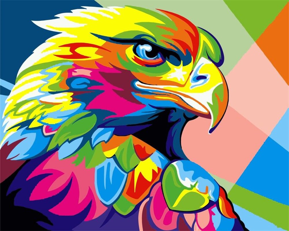 Komking Paint by Numbers for Kids & Adults Beginner, Paint by Number Kits on Canvas, Acrylic Painting Kits for Art Crafts, Colorful Eagle 16x20inch Frameless Komking