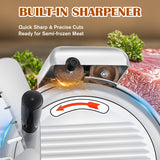 CGOLDENWALL Meat Slicer Machine 10" Commercial Meat Slicer 240W Electric Deli Meat Cheese Food Slicer 0-1/2" Adjustable Thickness Semi-Auto Frozen Meat Slicer for Home, Copper Motor Low Noise Durable CGOLDENWALL