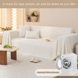 STACYPIK Soft Ivory White Sofa Covers Cats Dogs Anti-Scratch Couch Cover for Sectional Furniture Protector for 3 Cushion Couch with Tassels Anti Slip Loveseat Couch Cover Boho Couch Cover-71x134IN STACYPIK
