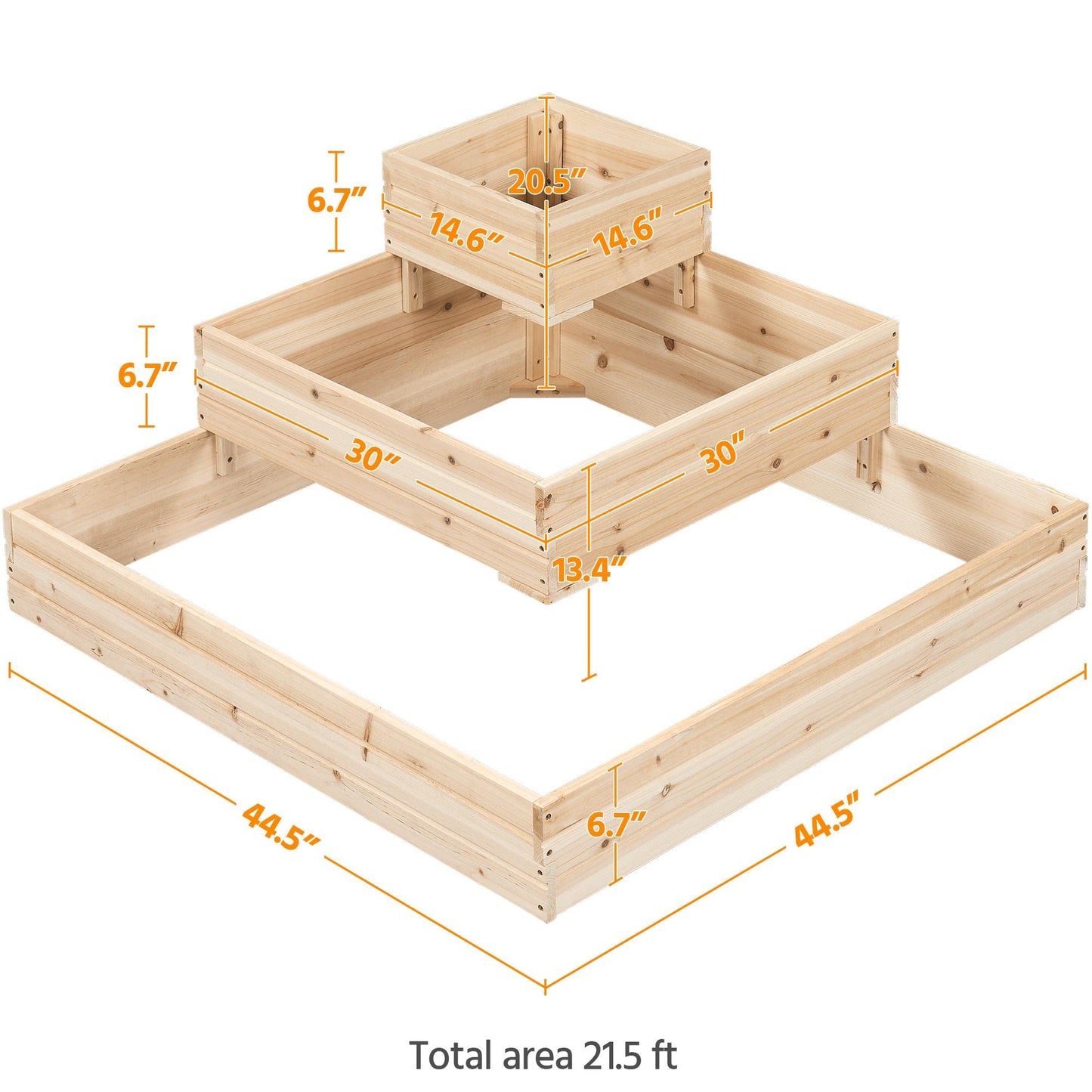 Yaheetech 3 Tier Wooden Raised Garden Bed 44.5'' L×44.5″ W×20.5″ H, 2 PCS Horticulture Open-Bottom Planter Raised Garden Bed for Flowers/Herbs/Vegetables Planter Flower Box - WoodArtSupply