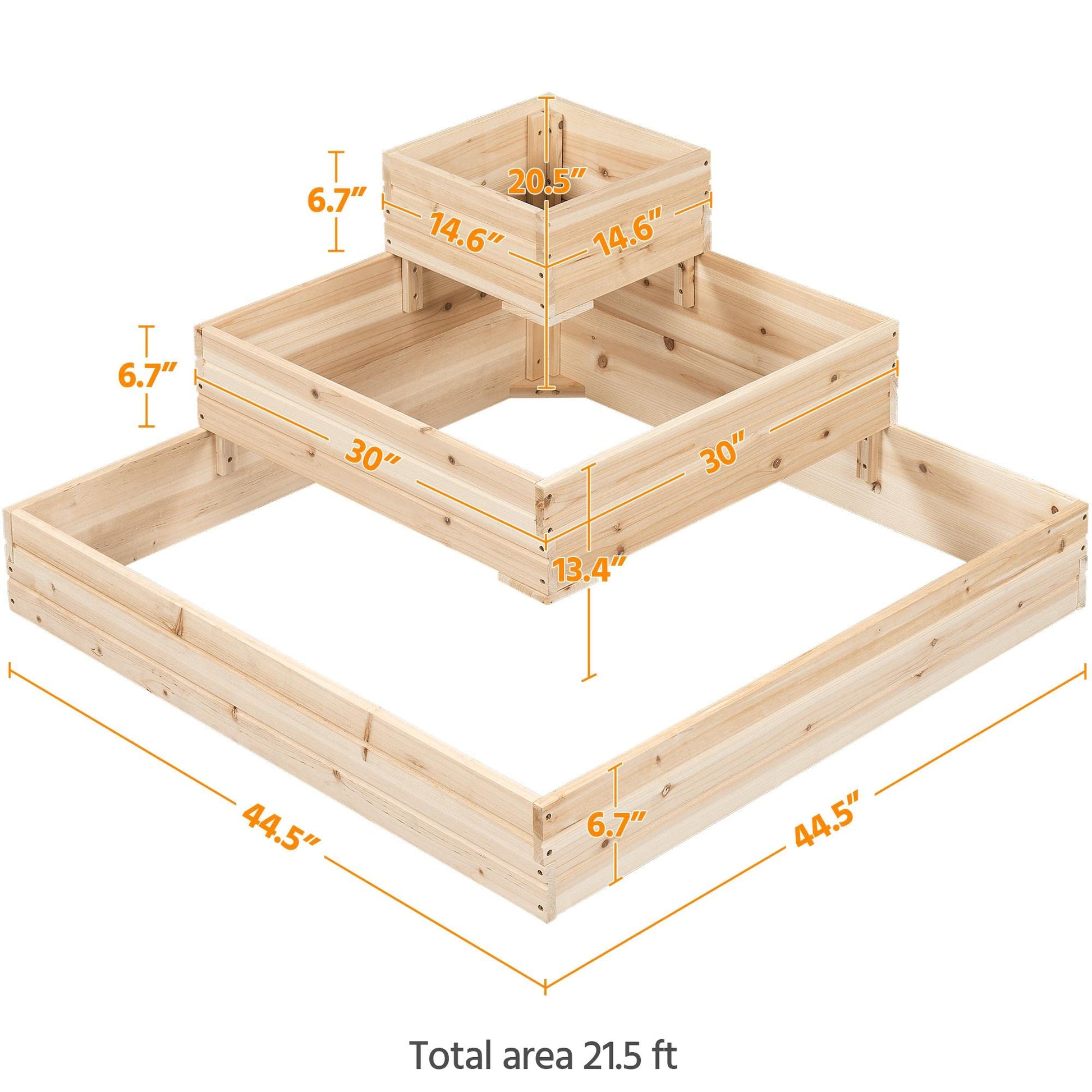 Yaheetech 3 Tier Wooden Raised Garden Bed 44.5'' L×44.5″ W×20.5″ H, 2 PCS Horticulture Open-Bottom Planter Raised Garden Bed for Flowers/Herbs/Vegetables Planter Flower Box - WoodArtSupply