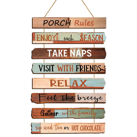Porch Rules Sign Outdoor Wood Plaque Porch Signs Wall Art Porch Rule Wall Decor Relax Take Naps Quotes Rustic Vintage Wooden Hanging Wall Art Gift for Home Farmhouse Porch Patio Garden Door Decoration Yookeer