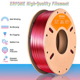ERYONE Silk Dual Color PLA Filament 3D Printer 1.75mm +/- 0.03mm, Bicolor Filament Two Tone PLA 250G(0.55lbs) Cardboard Spool, Black Red ERYONE