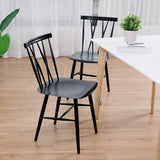 COSTWAY Dining Chair Set of 2, Farmhouse Windsor Chairs Dining Room Chairs with Spindle Back and Sturdy Metal Construction, Kitchen Side Chairs for Living Room Restaurant, Black (Height 17'') COSTWAY