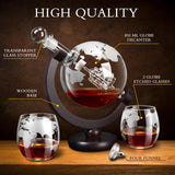 Whiskey Decanter Sets for Men, Whiskey Decanter Globe Set with 2 Etched Globe Whisky Glasses for Liquor, Bourbon, Cocktails, Vodka, Scotch liquor decanter Sets for Men - 850ml VI AI
