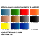 Transparent 12 CREATEX Airbrush Paint Colors Set Createx