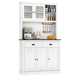 IDEALHOUSE Pantry with Drawers and Adjustable Shelves, 71”Tall Freestanding Kitchen Pantry Cabinet with Microwave Stand, Hutch Cabinet for Kitchen, Dining Room, White IDEALHOUSE