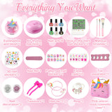 Kids Washable Makeup Kit& Nail Polish Kit for Girl, Kids Play Makeup Set Nail Art Princess Make Up Pretend Play Christmas Birthday Gift for Girls 3 4 5 6 7 8 9 10 11 12 Year Old Rhybor