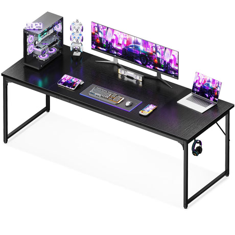 Coleshome 71 Inch Computer Desk, Modern Simple Style Desk for Home Office, Study Student Writing Desk, Black Coleshome