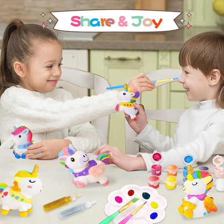 SpringFlower Unicorn Gift Toys for 3 4 5 6 7 8 Years Old Girls - Girls Arts and Crafts Painting kit Including 8 Cute Looking Unicorn Figures, DIY Creative Christmas Gift for Kids SpringFlower