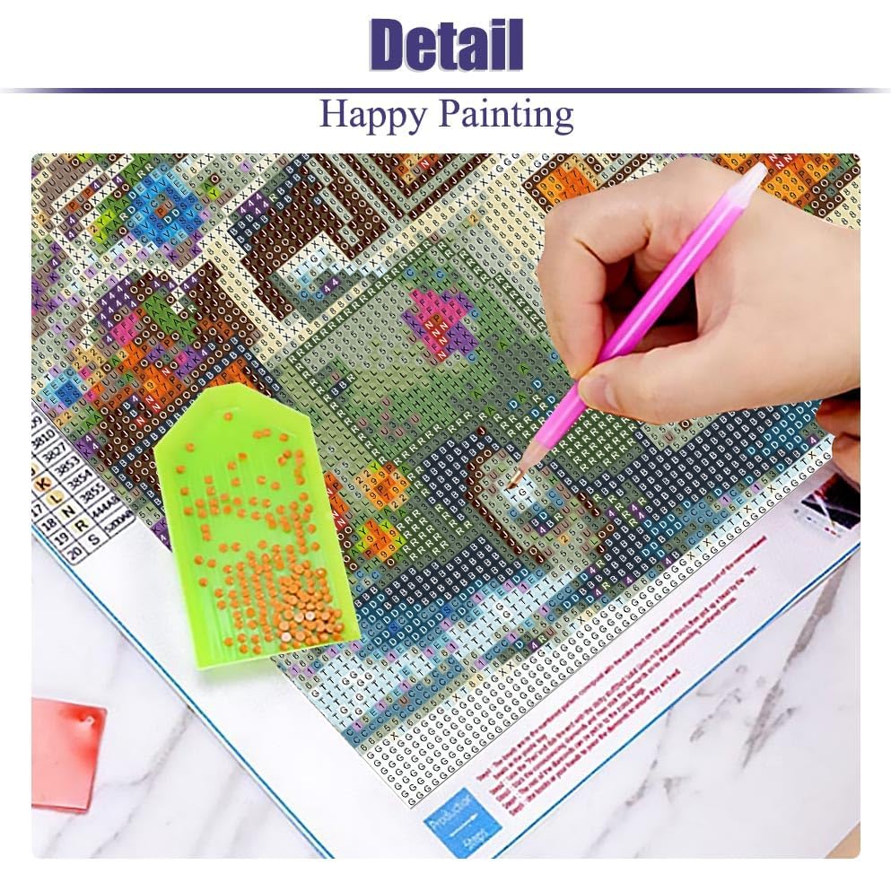 FQOVKYN Cartoon Diamond Painting Kits for Adults, Flower Car Diamond Art Kits for Adults Beginners, Cartoon Gem Art Kits for Adults for Home Wall Decor Present(12x12inch) FQOVKYN