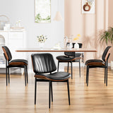 YaFiti Dining Chairs Set of 4, Dining Room and Kitchen Chairs, Mid Century Modern Accent Chair, Upholstered PU Leather Chairs for Vanity with Walnut Bentwood and Metal Legs, Black YaFiti