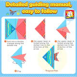 Aigybobo Origami Paper Set, 308PCS Kids Craft Paper Kit with Instructional Book for Girls Age 6,7,8,9,10,11,12, Art Projects Supplies for School Class Craft Lessons- Christmas Gifts for Boys&Girls Aigybobo