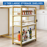 GarveeHome Dining Table Set for 2, Counter Height Kitchen Table with 2 Upholstered Bar Stools, Dining Table and Chairs Set with Storage Shelves, for Small Space, Apartment, Gold-Gray-White GarveeHome