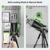 Huepar 16 Lines Self-Leveling Laser Level 4x360° Cross Line Laser with Receiver -LCD Screen, 4D Bluetooth Green Beam Tiling Floor Laser Tool, 360° Huepar